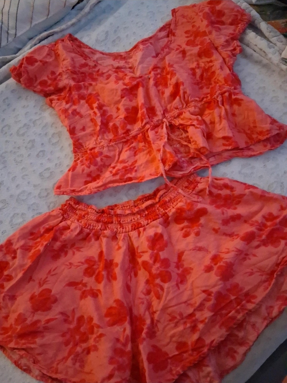 Women's Red Floral Two-Piece Sleep Set